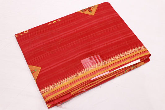 Pure Cotton Red Saree - Vaishali Silks
