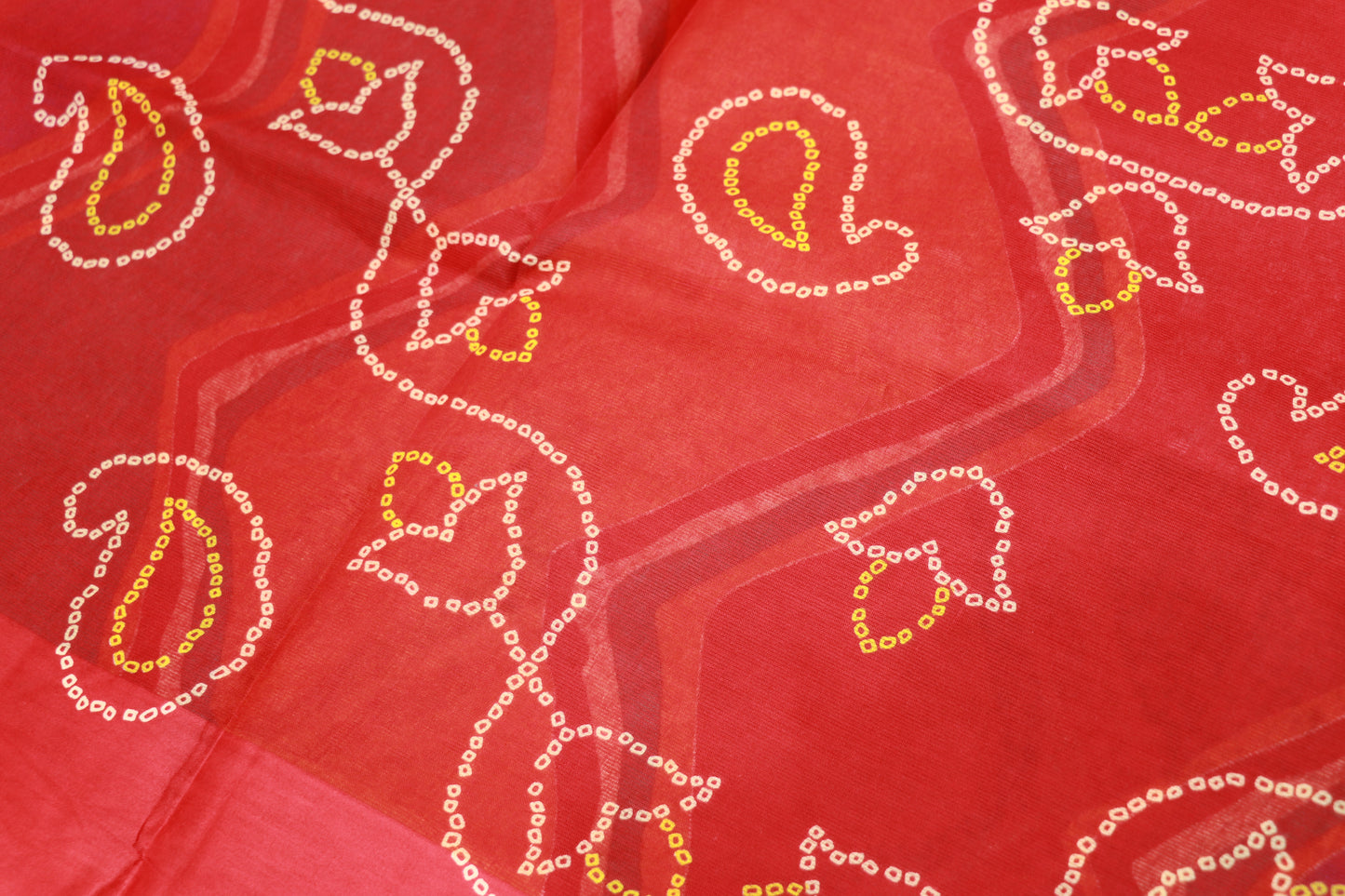 Pure Cotton  Red  With Green Saree - Vaishali Silks