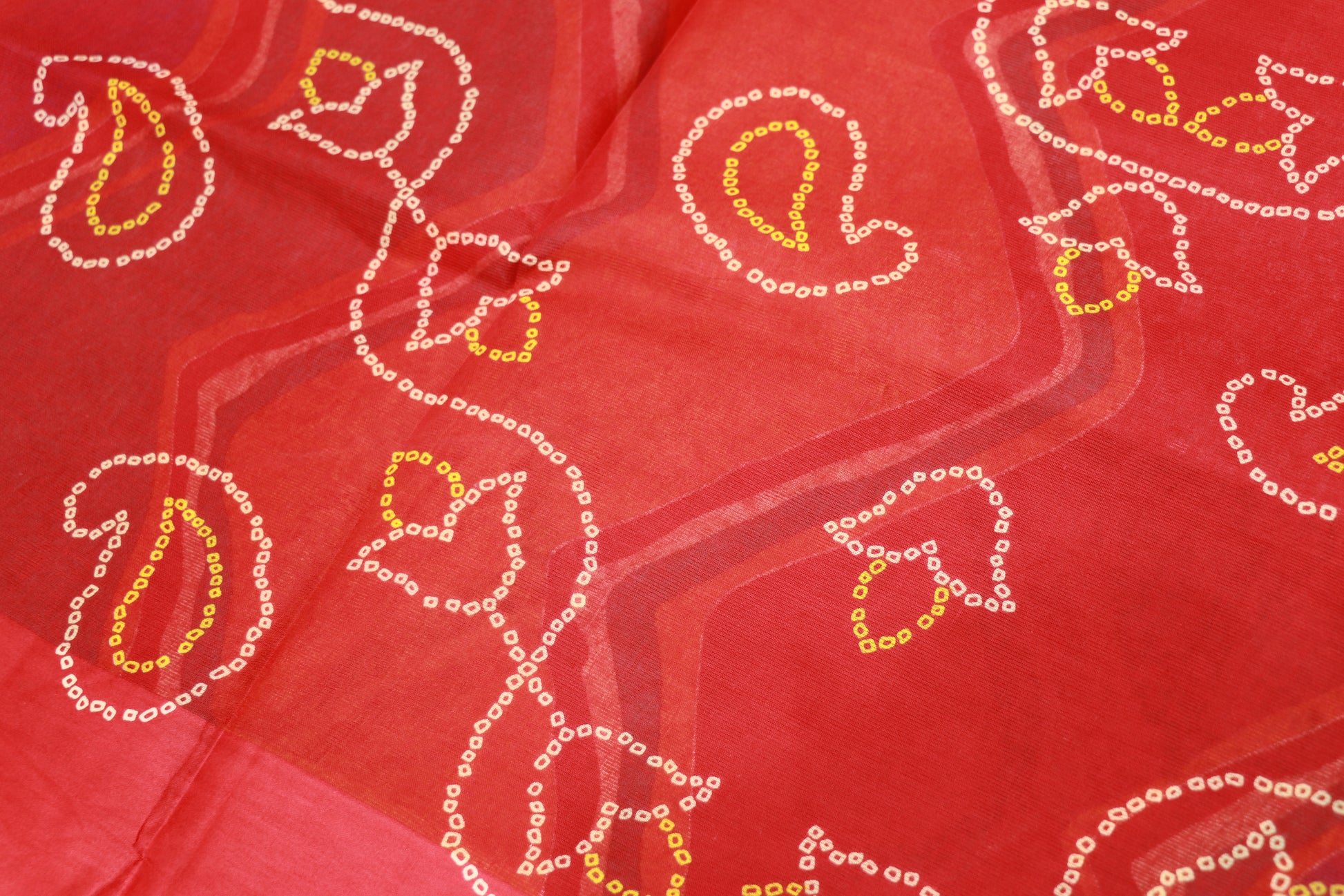Pure Cotton  Red  With Green Saree - Vaishali Silks