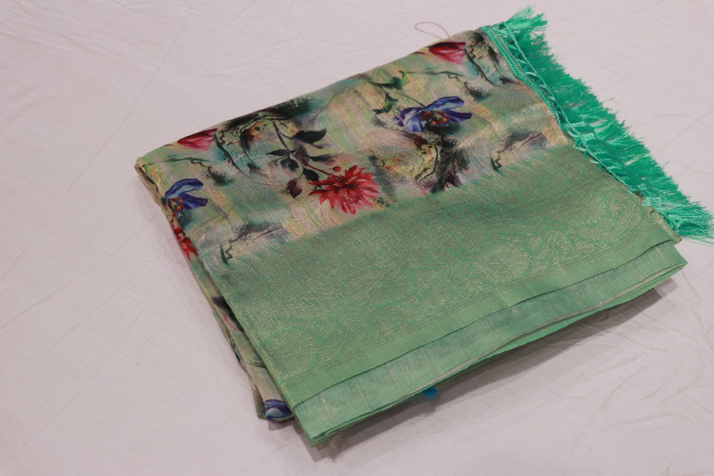 Fancy Saree Pista Green Colour