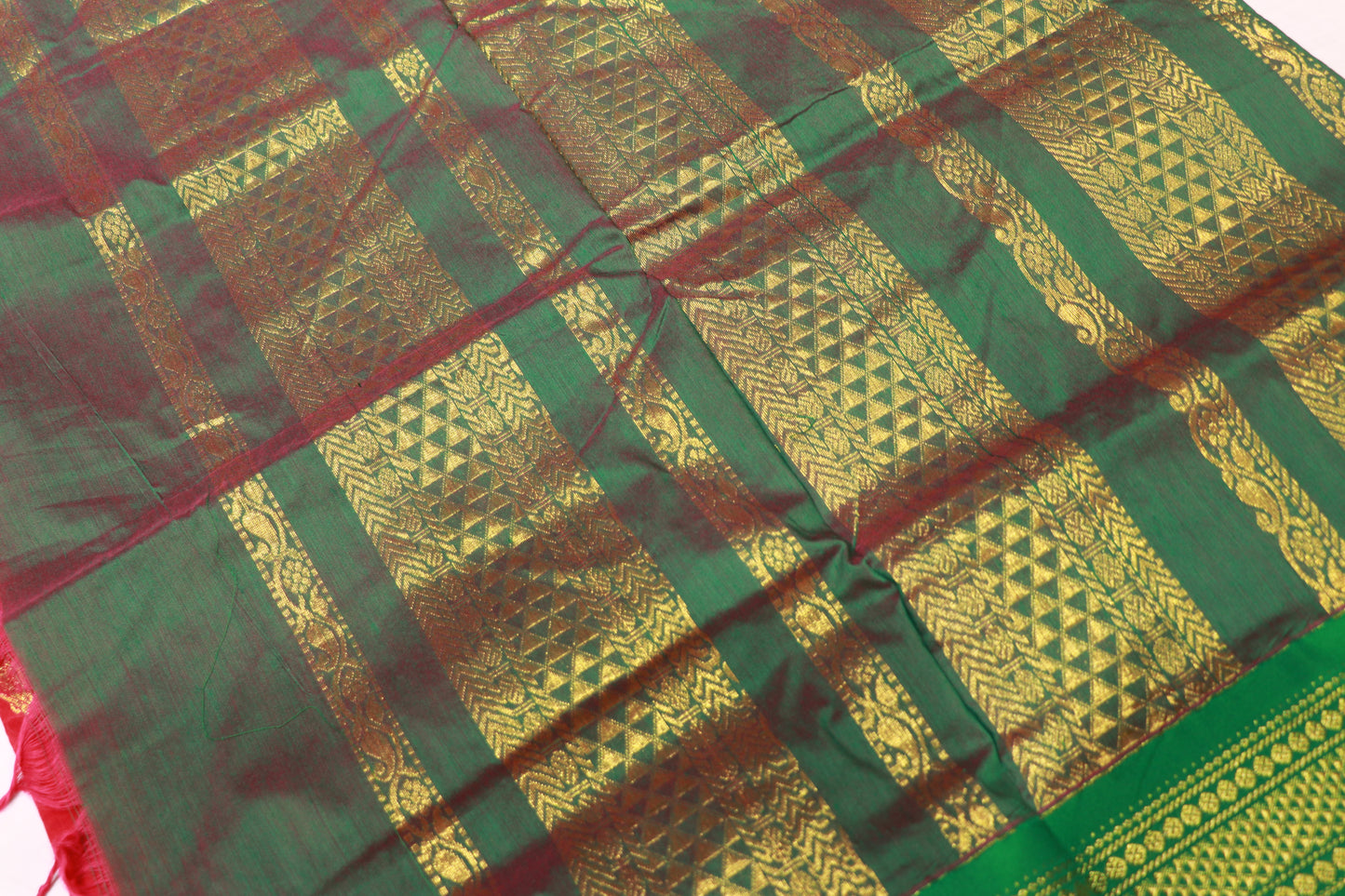 Kalyani Cotton Saree Pink With Green