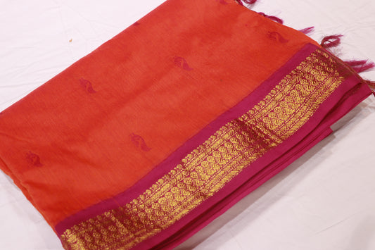Kalyani Cotton Saree Ornge Violet