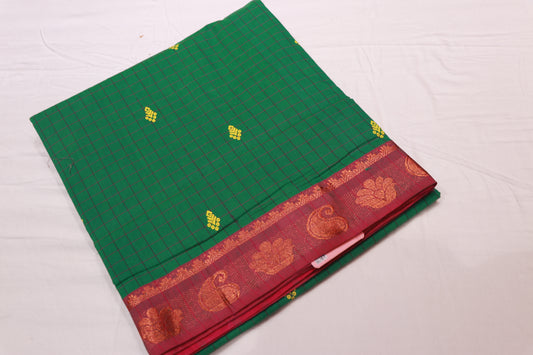 Cotton Saree  Green Colour
