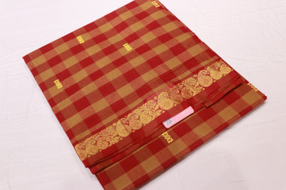 Cotton  Saree  Rad  With Mustard