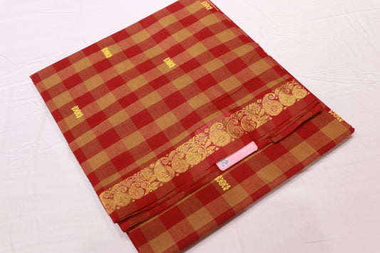 Cotton  Saree  Rad  With Mustard