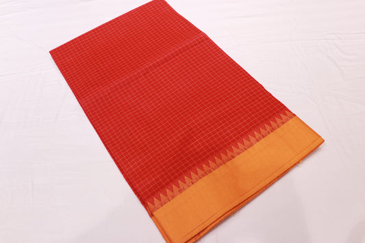 Cotton Saree  Rad  With  Yello - Vaishali Silks