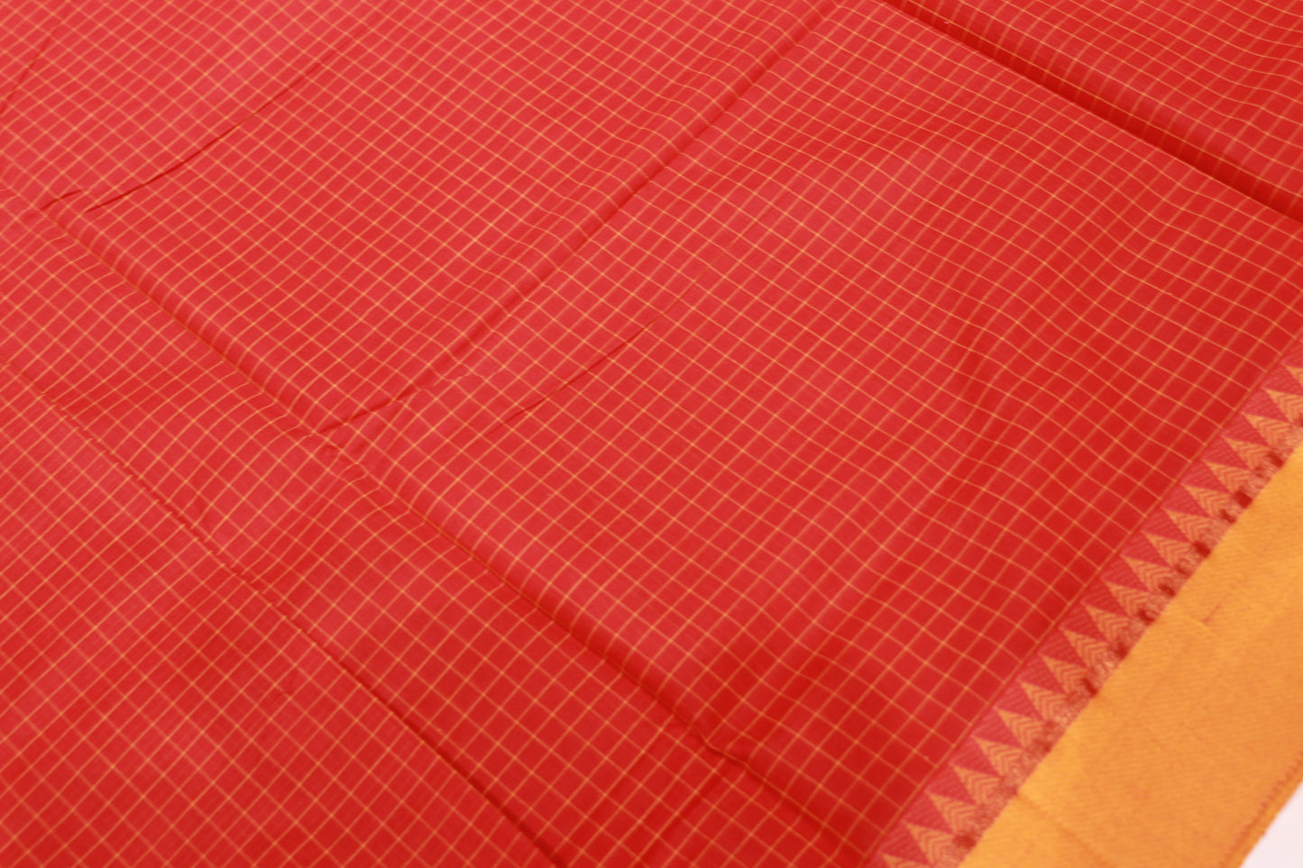 Cotton Saree  Rad  With  Yello - Vaishali Silks