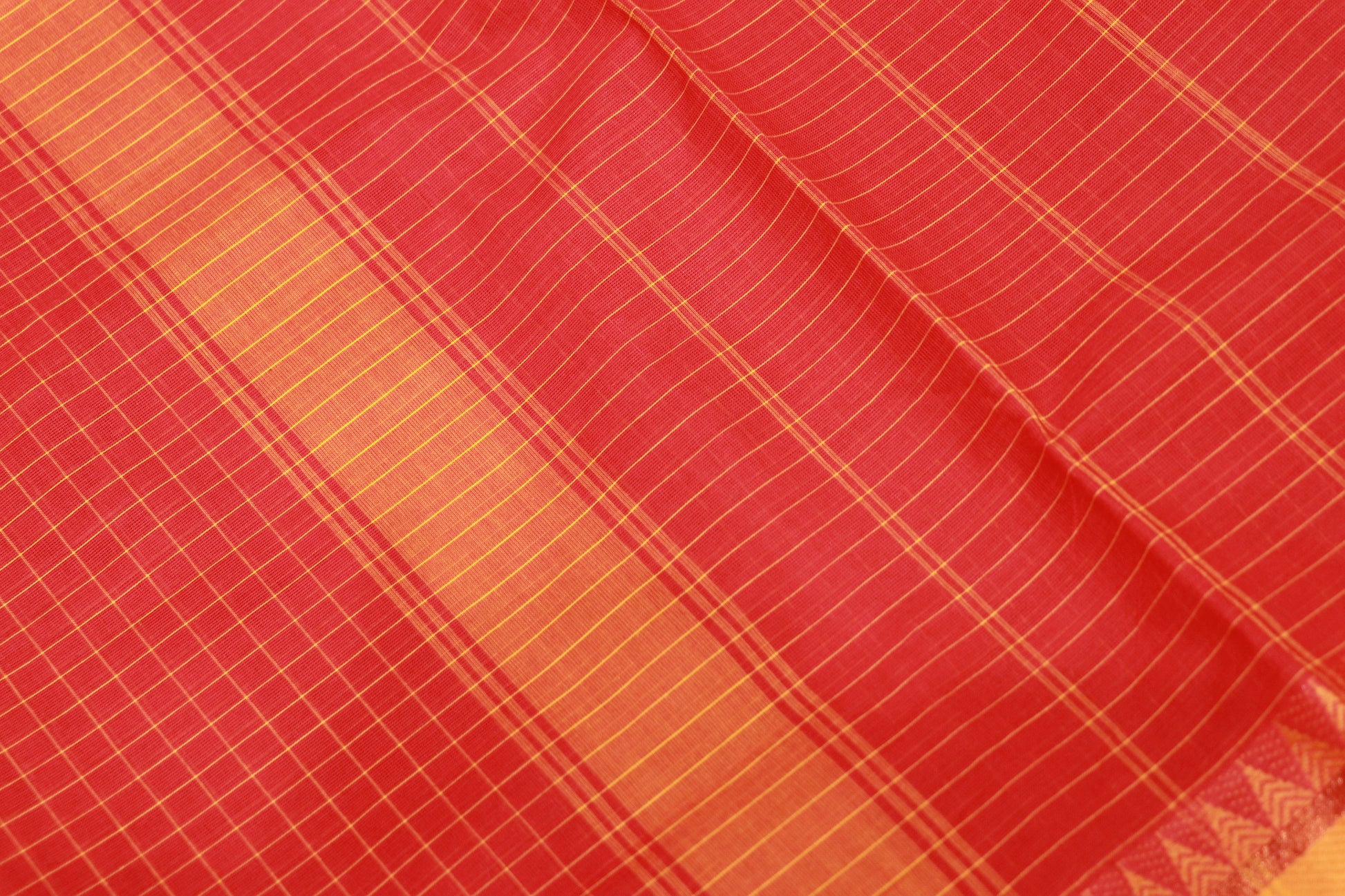 Cotton Saree  Rad  With  Yello - Vaishali Silks