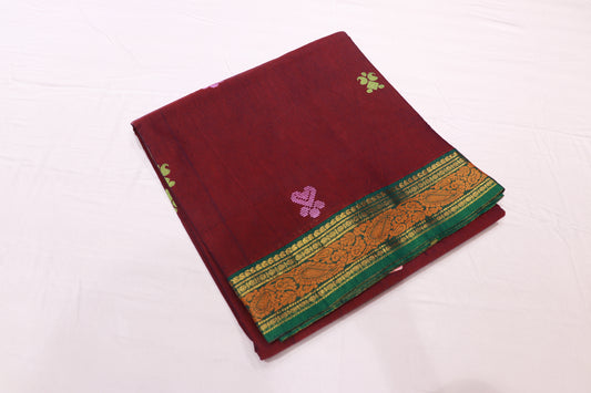 Cotton  Saree Maroon  Colour