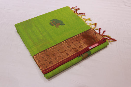Cotton Saree  Green Colour - Vaishali Silks
