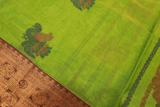 Cotton Saree  Green Colour - Vaishali Silks
