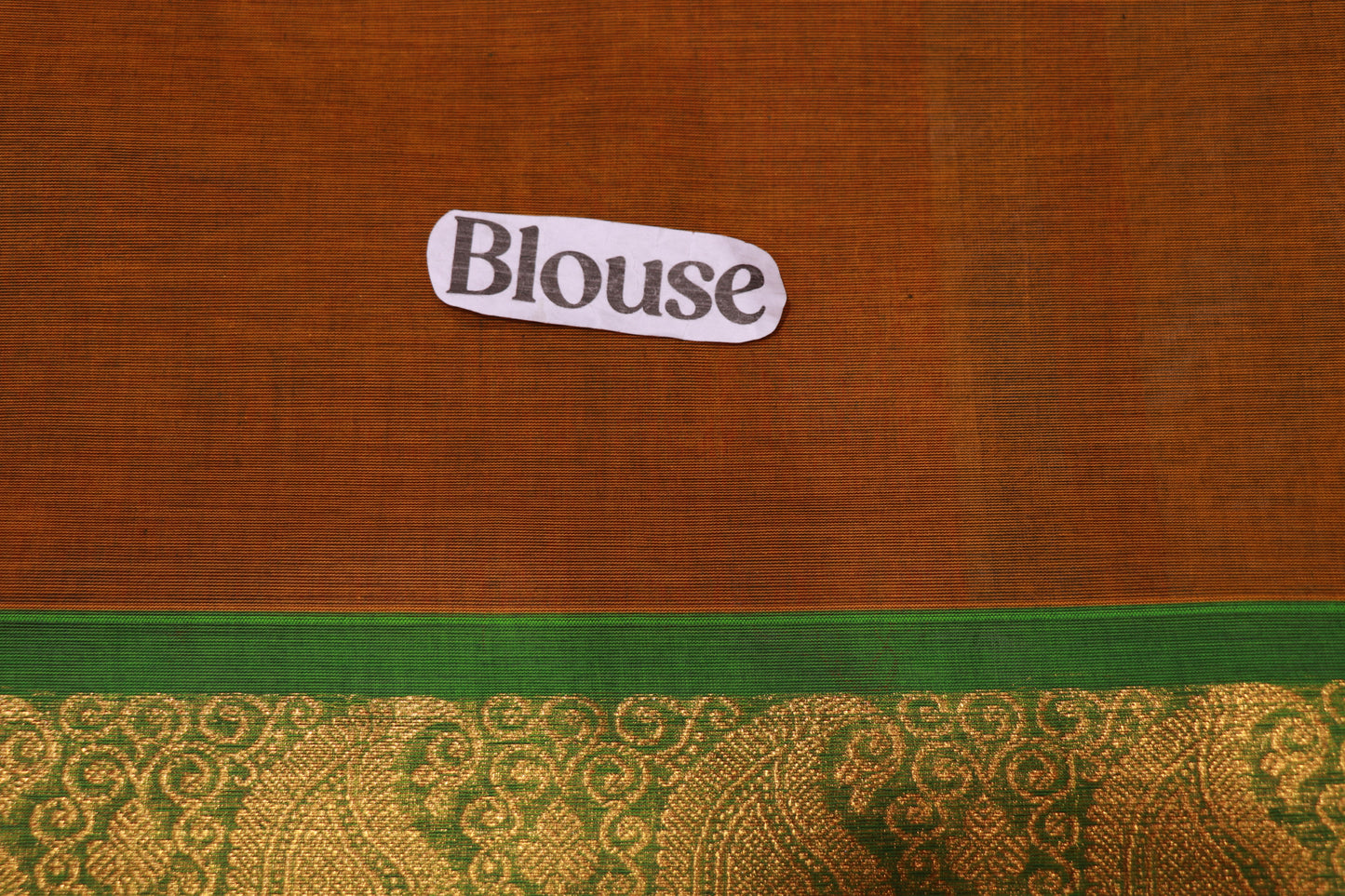 Cotton Saree Mustard With Green - Vaishali Silks