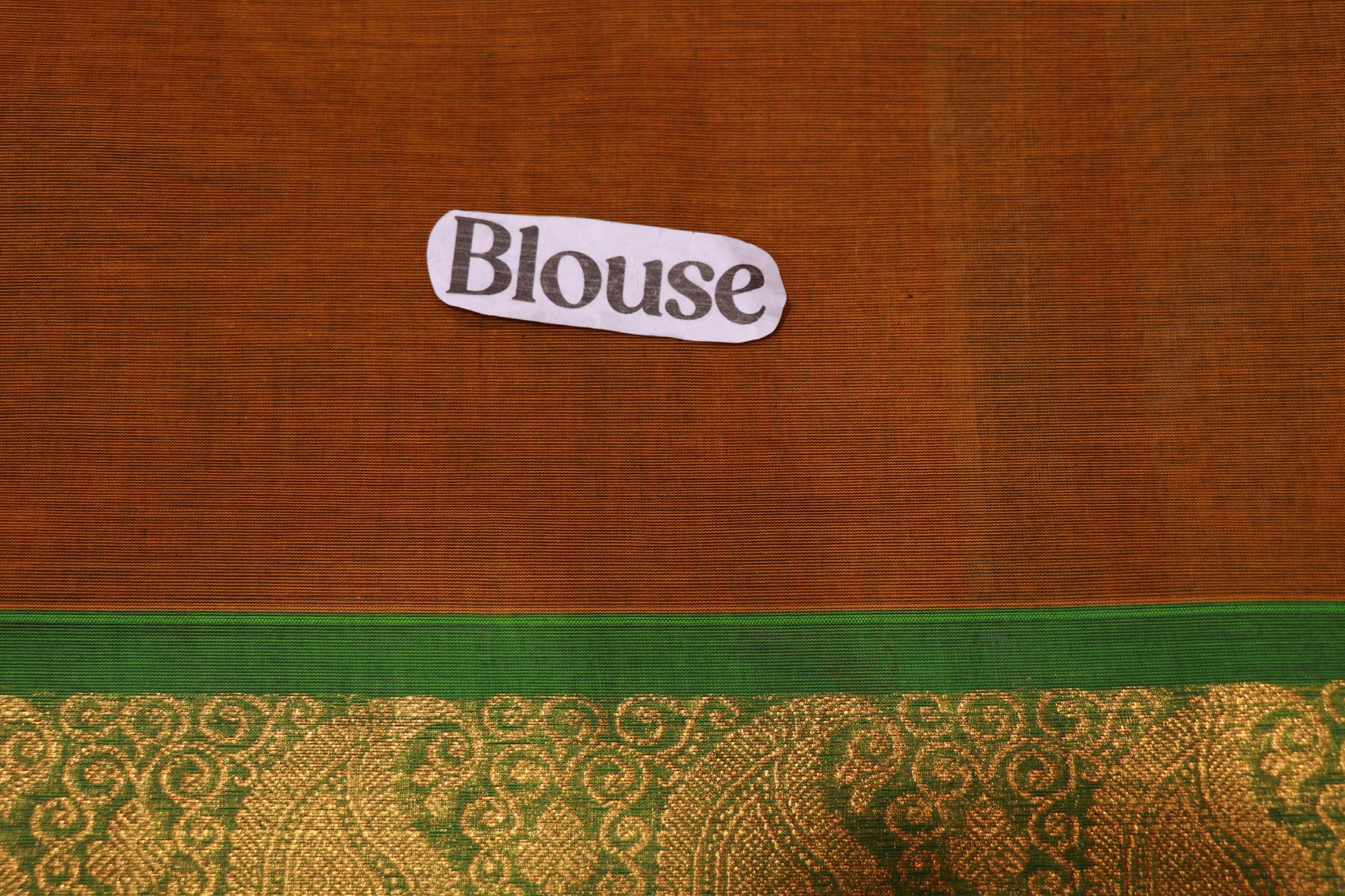 Cotton Saree Mustard With Green - Vaishali Silks