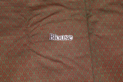 Cotton Saree  Green With Rad Colour - Vaishali Silks
