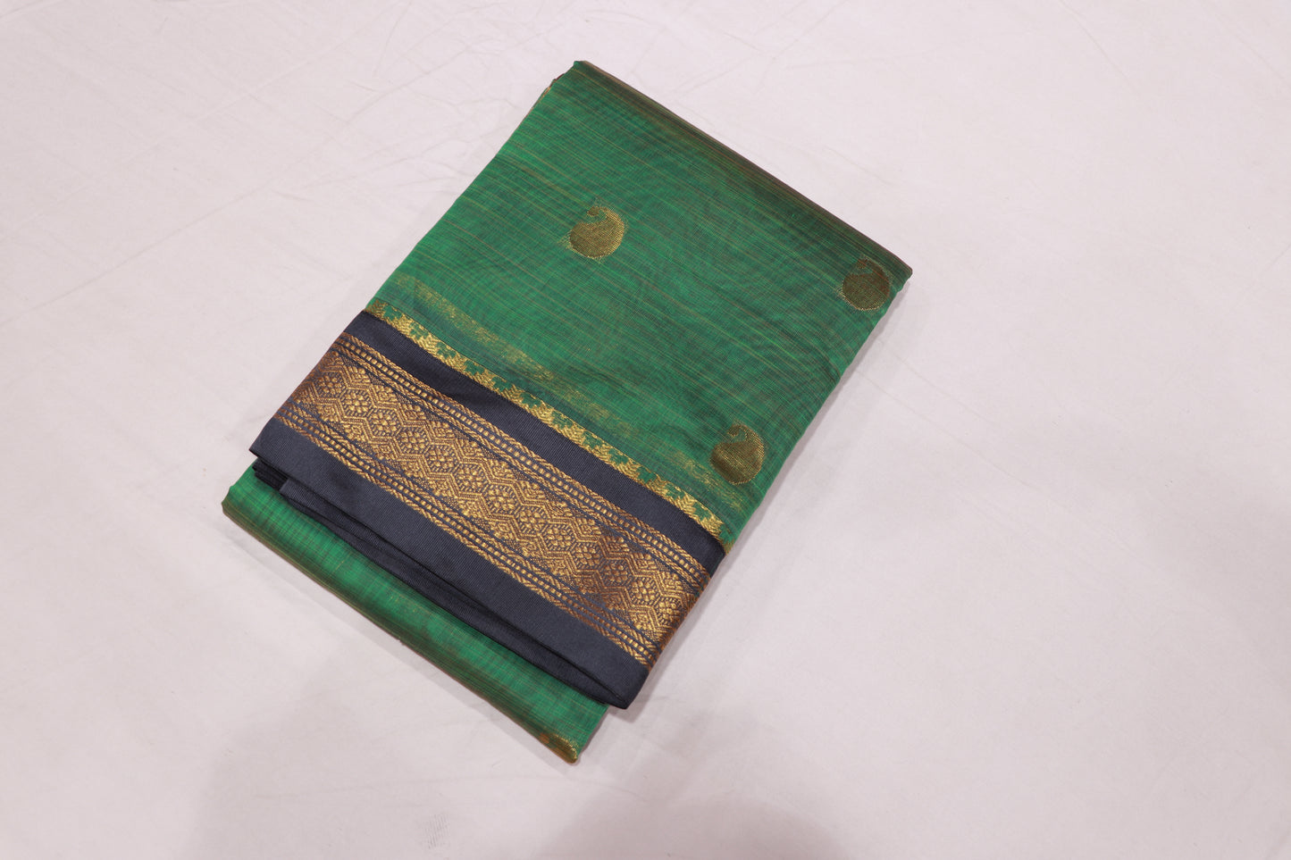 Cotton Saree Green With  Grery colour