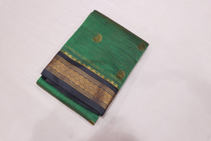 Cotton Saree Green With  Grery colour