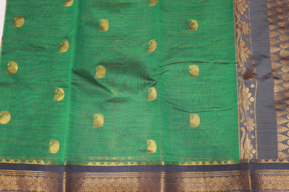 Cotton Saree Green With  Grery colour