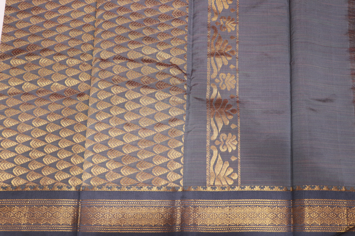 Cotton Saree Green With  Grery colour