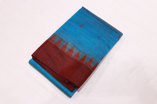 Cotton Sree Blue  With maroon - Vaishali Silks