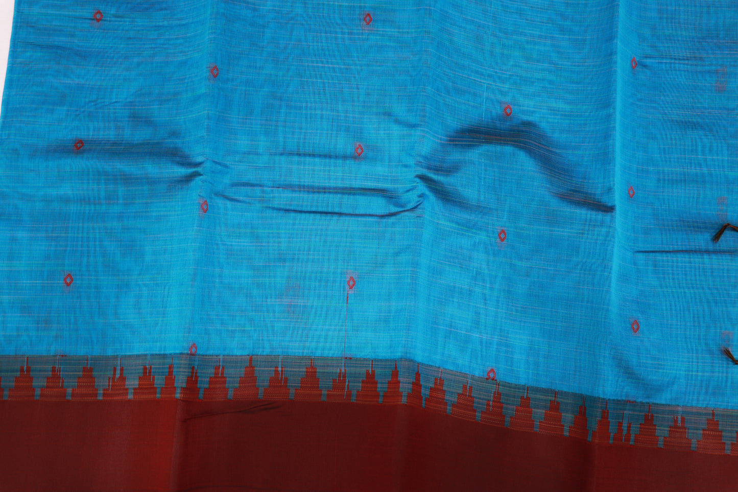 Cotton Sree Blue  With maroon - Vaishali Silks