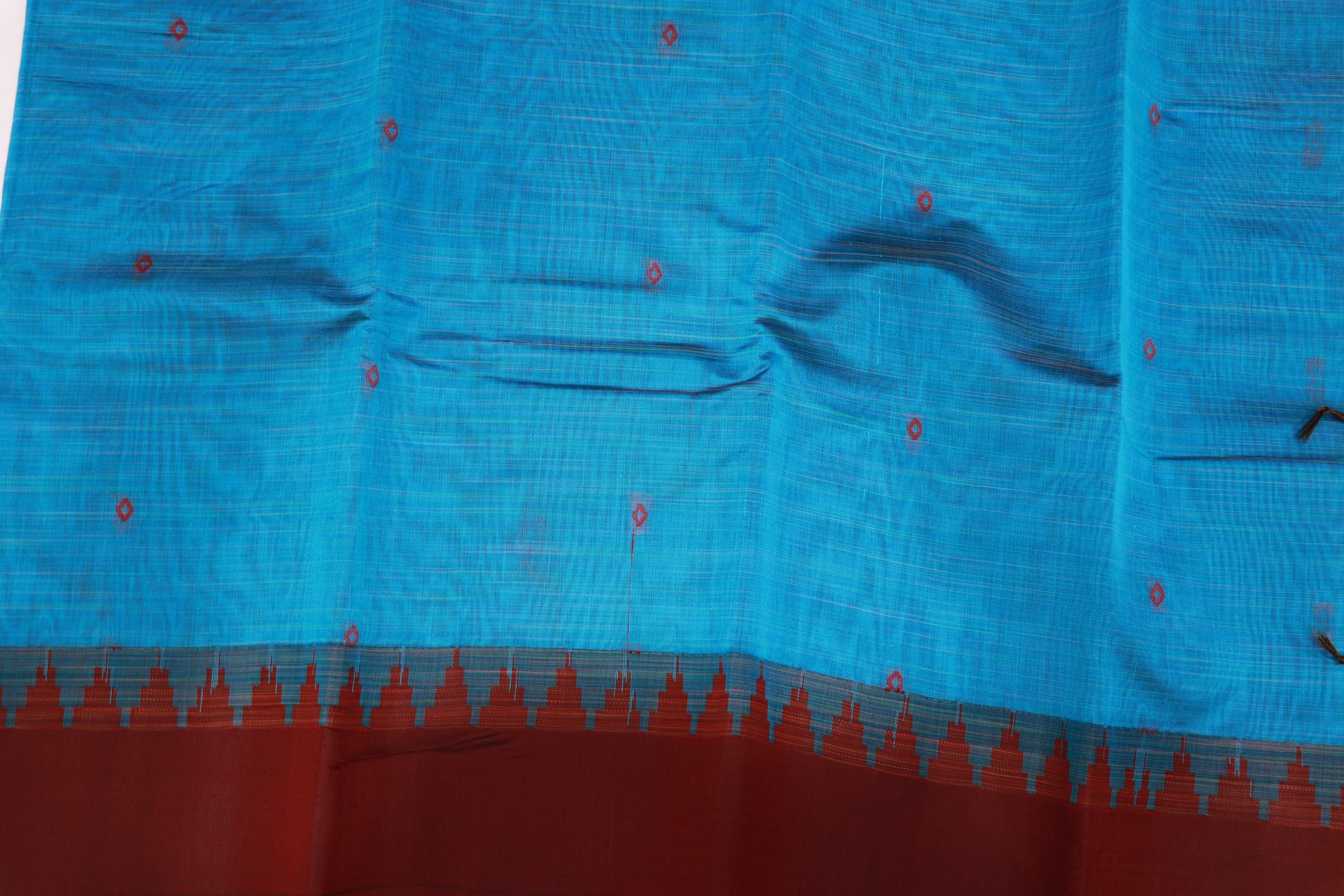 Cotton Sree Blue  With maroon - Vaishali Silks