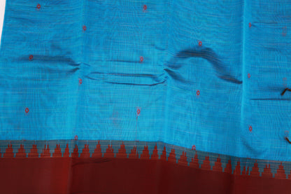 Cotton Sree Blue  With maroon - Vaishali Silks
