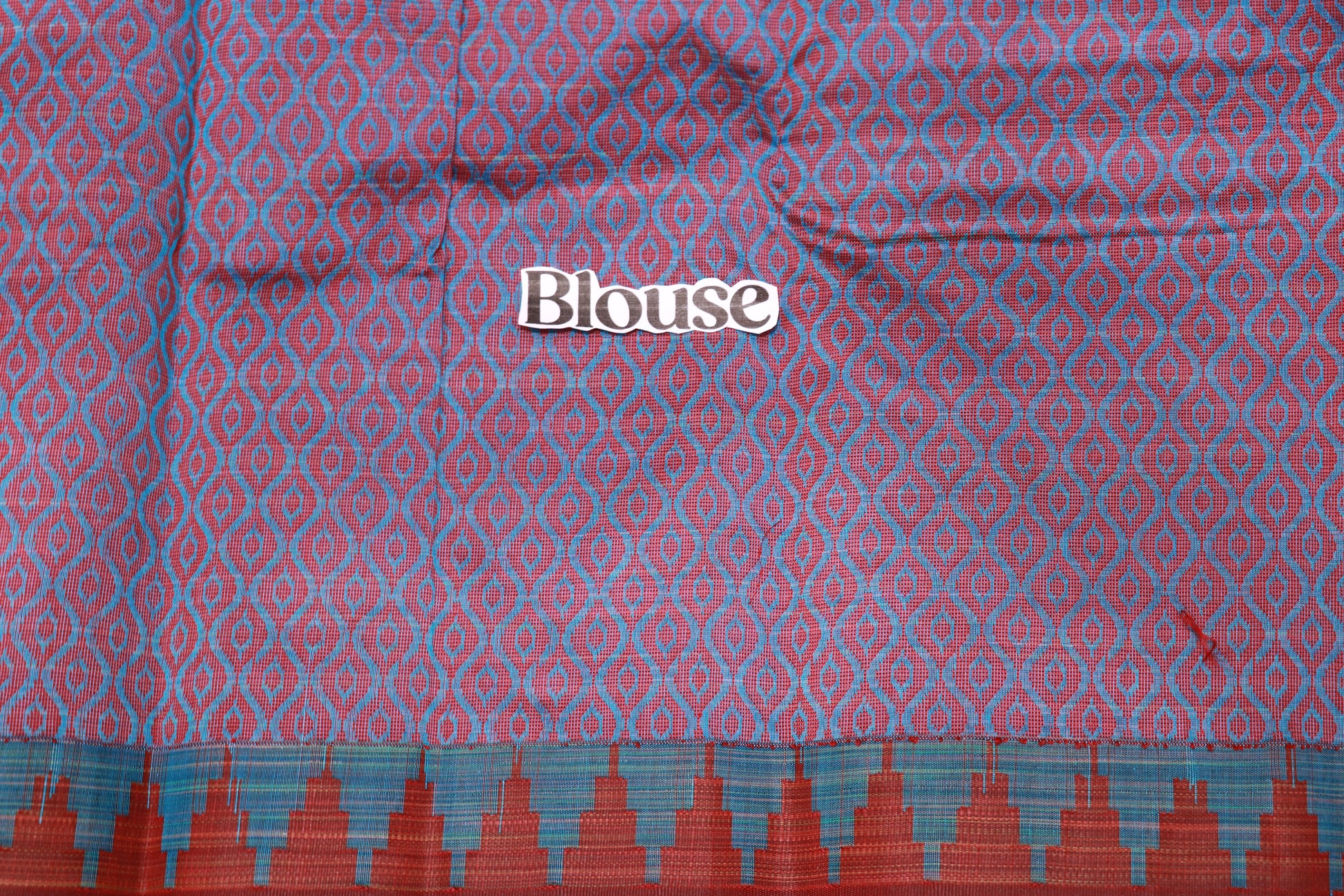 Cotton Sree Blue  With maroon - Vaishali Silks