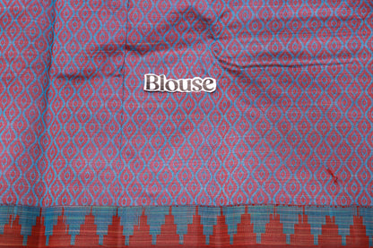 Cotton Sree Blue  With maroon - Vaishali Silks