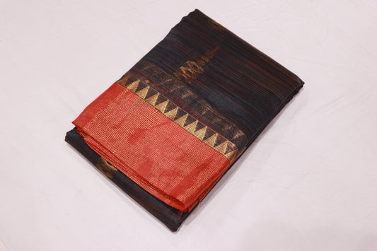 Cotton Saree Grey  With Red - Vaishali Silks