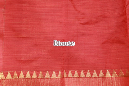 Cotton Saree Grey  With Red - Vaishali Silks