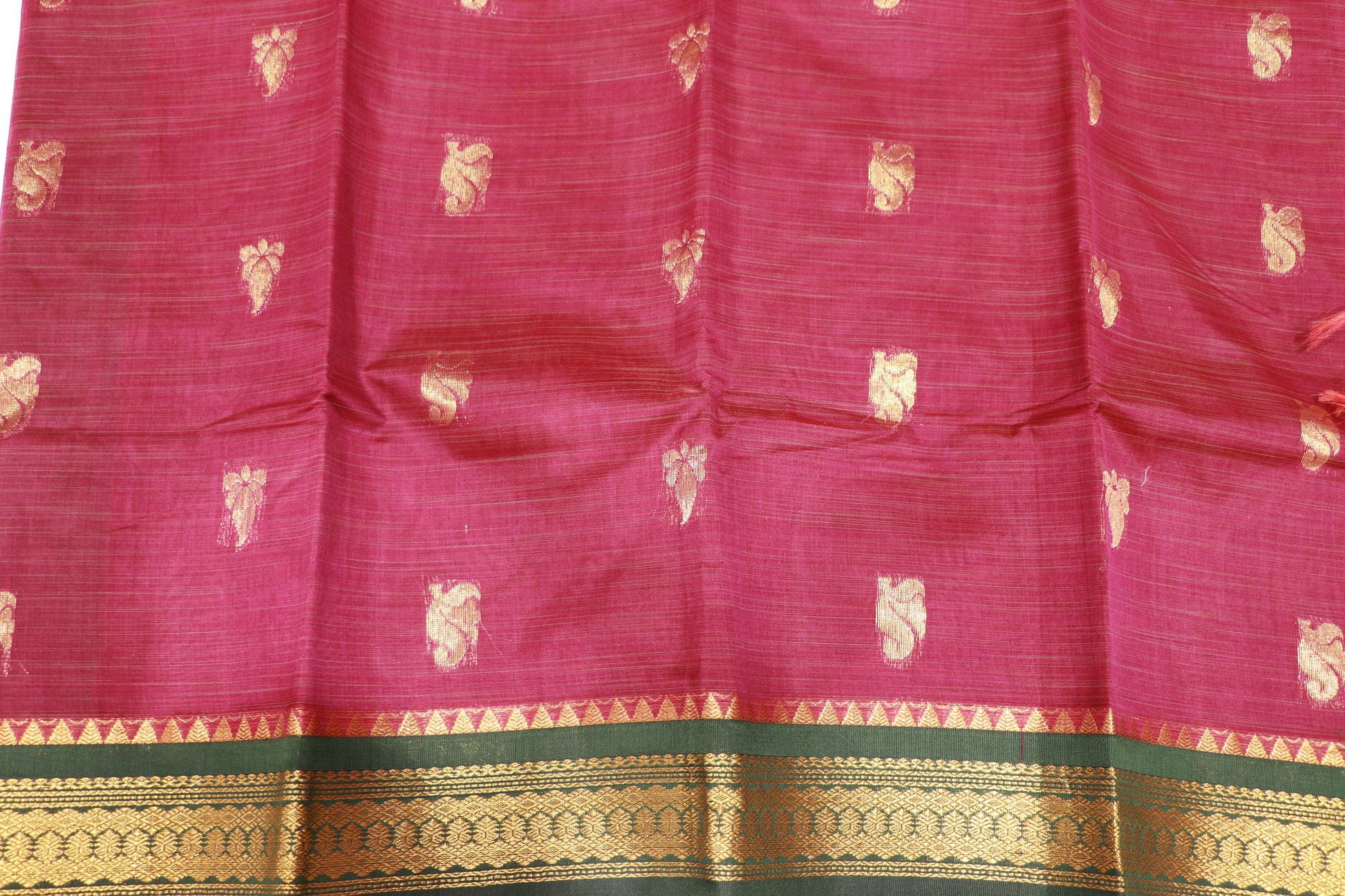 Cotton Saree  Purple With Bottle  Green  Colour - Vaishali Silks