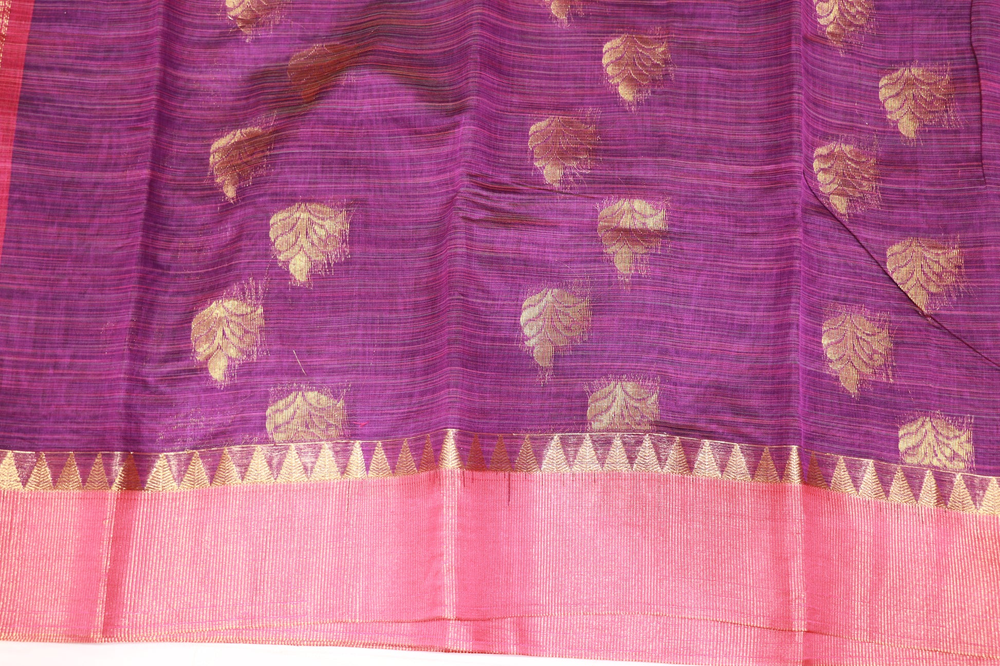 Cotton Saree Purple With Red Colour - Vaishali Silks