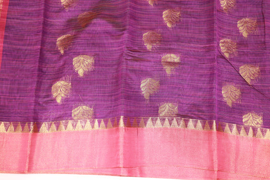 Cotton Saree Purple With Red Colour - Vaishali Silks