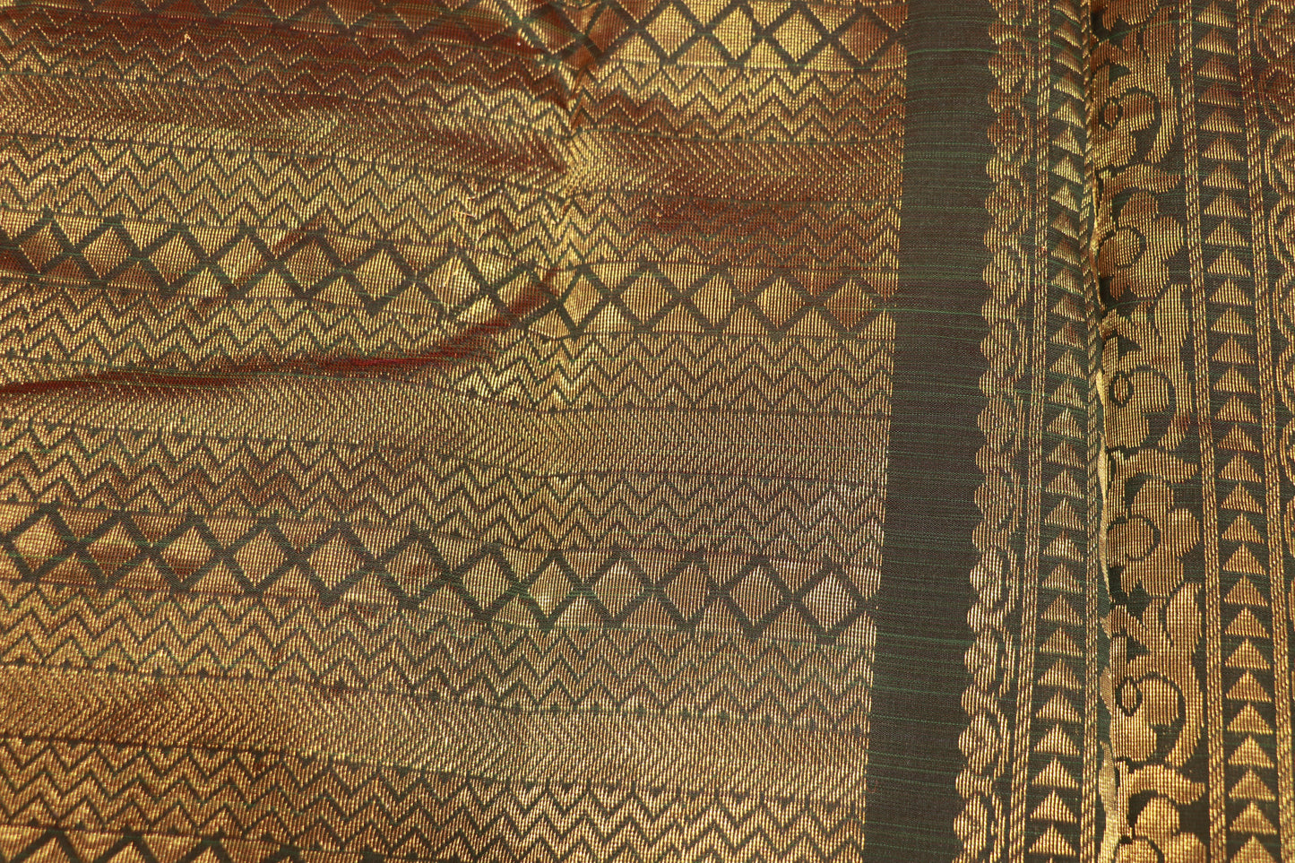 Silk Cotton Peach With Green - Vaishali Silks