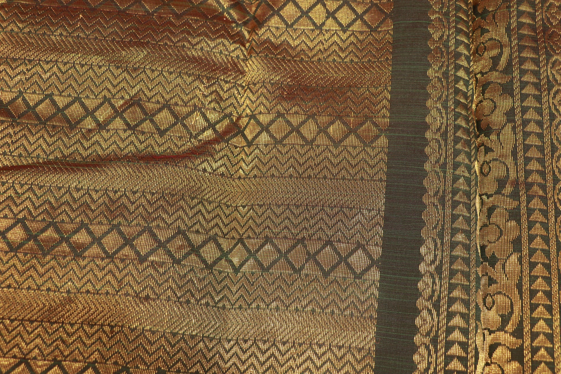 Silk Cotton Peach With Green - Vaishali Silks
