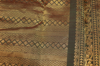Silk Cotton Peach With Green - Vaishali Silks