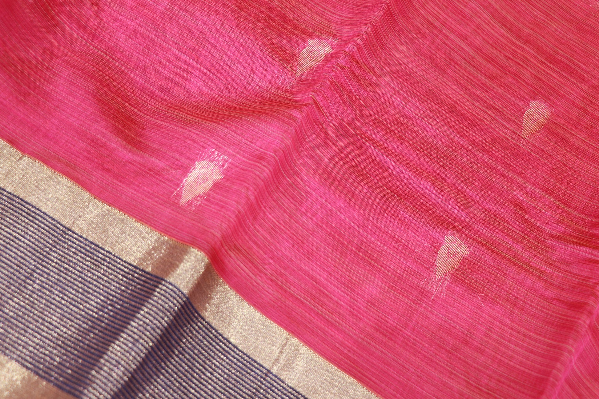 Silk Cotton Saree  Pink With Voilet  Color - Vaishali Silks
