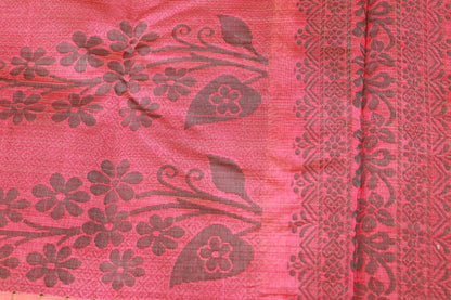 Silk  Cotton  Saree Pink with  Green  Colour - Vaishali Silks