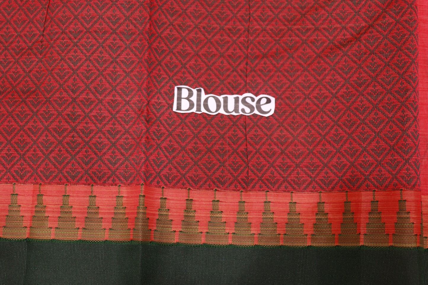 Silk  Cotton  Saree Pink with  Green  Colour - Vaishali Silks