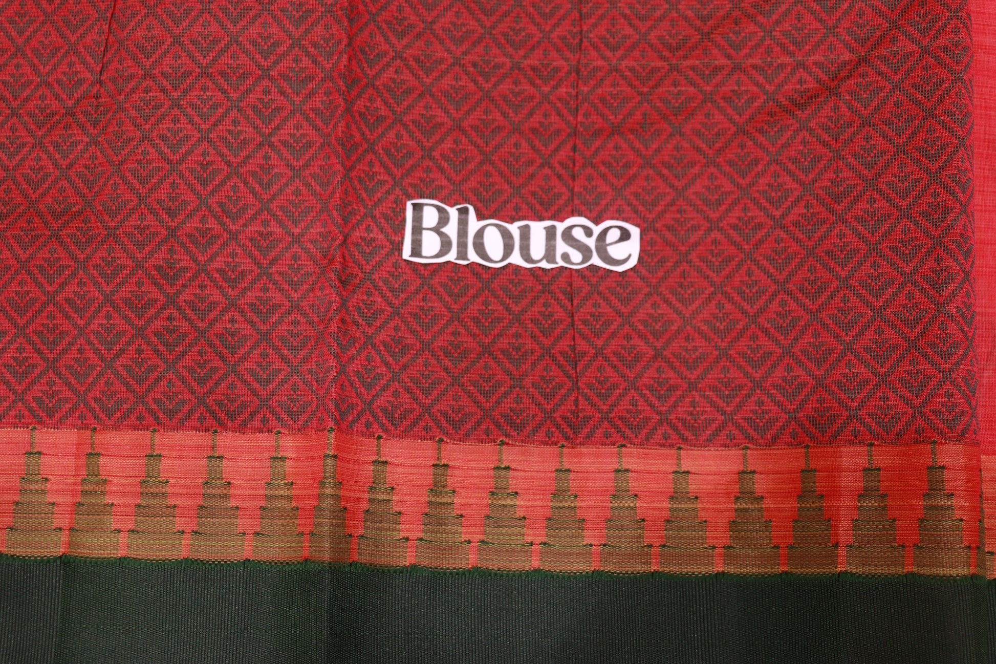 Silk  Cotton  Saree Pink with  Green  Colour - Vaishali Silks