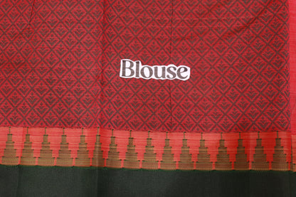 Silk  Cotton  Saree Pink with  Green  Colour - Vaishali Silks