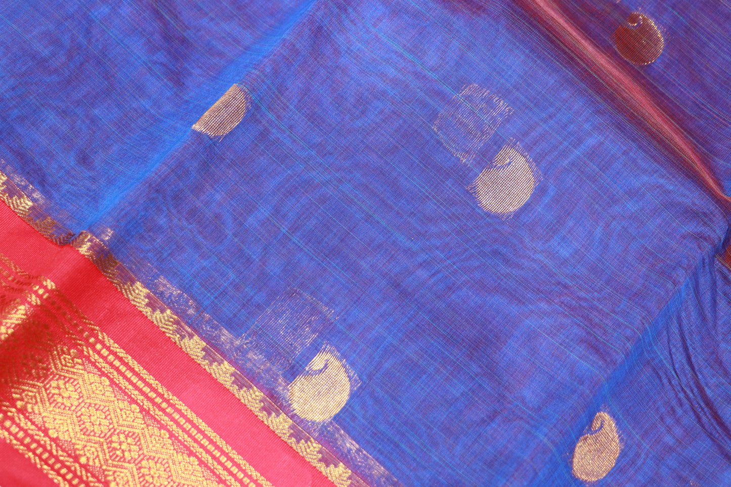 Silk Cotton Saree Blue  Colour