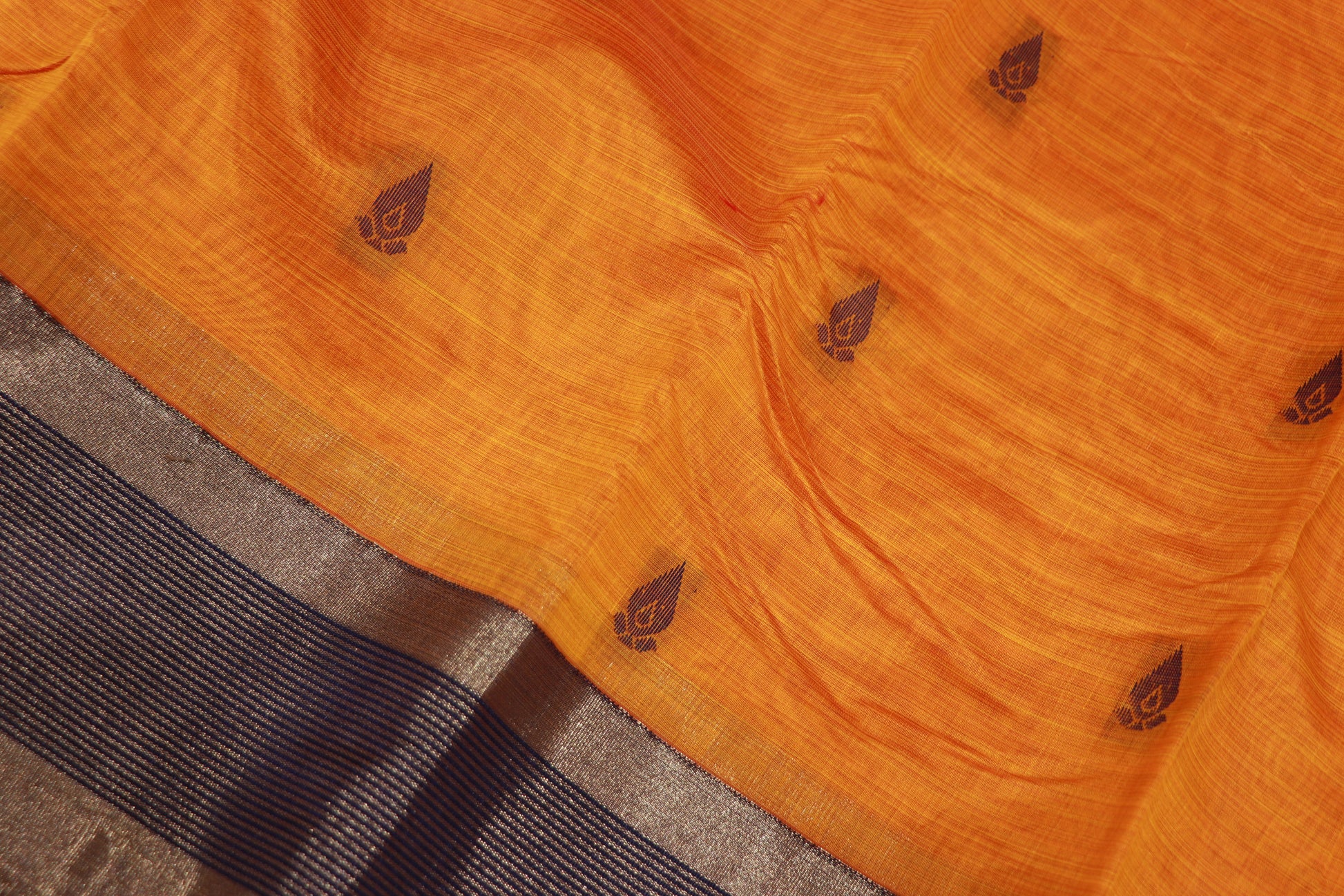 Silk cotton  Saree Yellow  With Navy Blue colour - Vaishali Silks