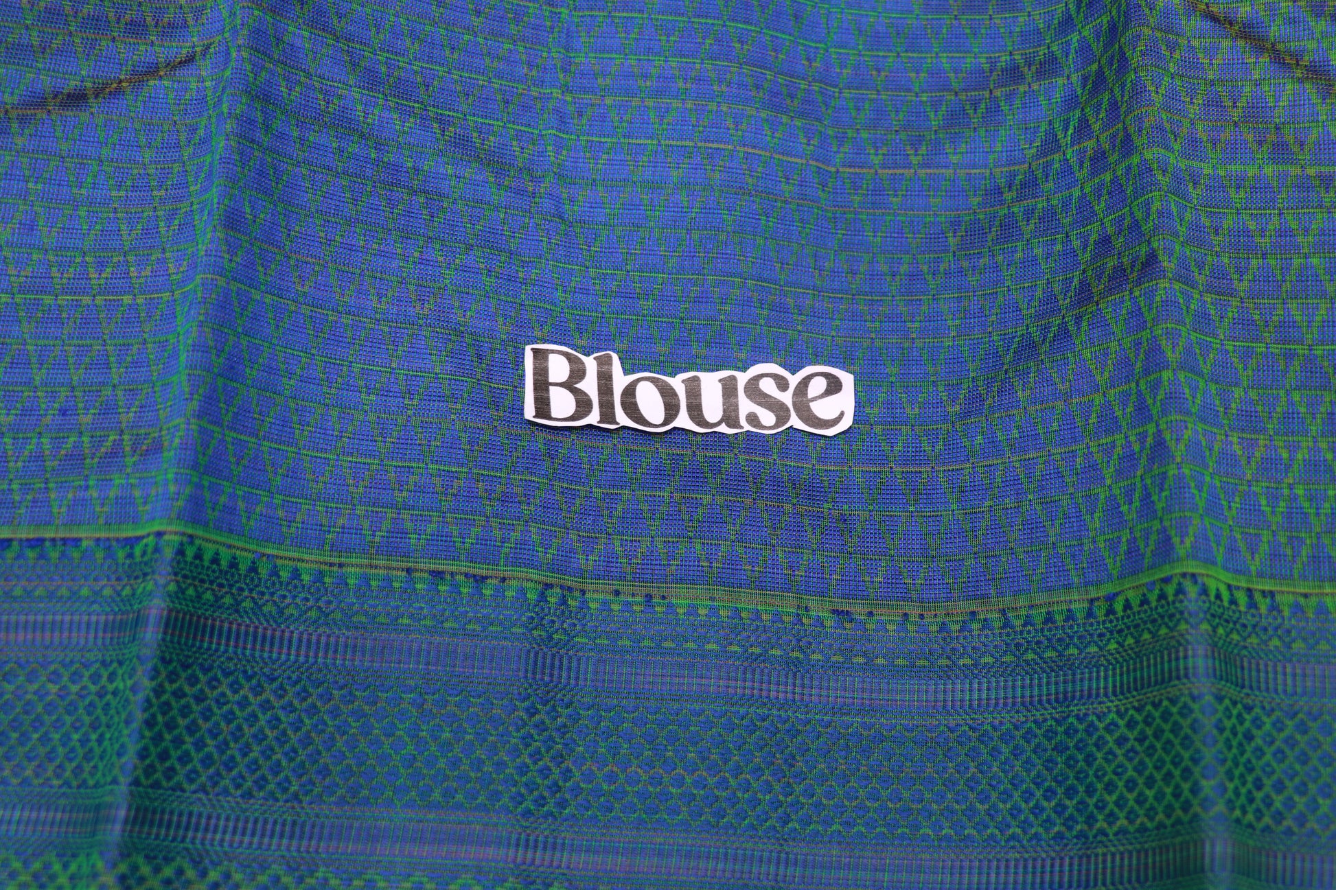Silk Cotton Saree Parrot  Green With Blue  Colour - Vaishali Silks