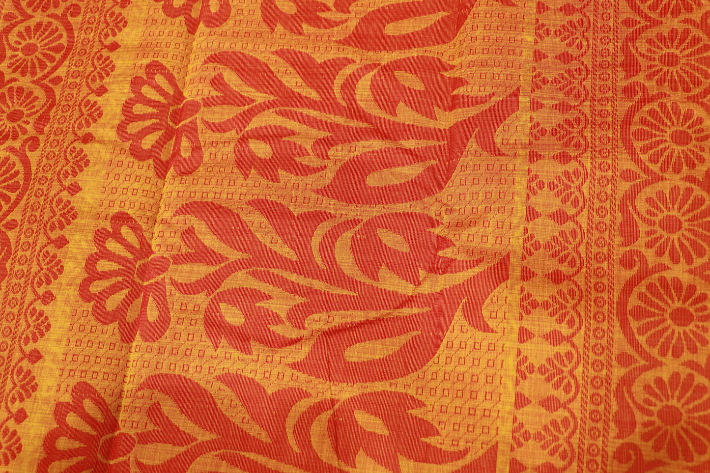 Silk Cotton Saree  Yellow With Red  Colour - Vaishali Silks