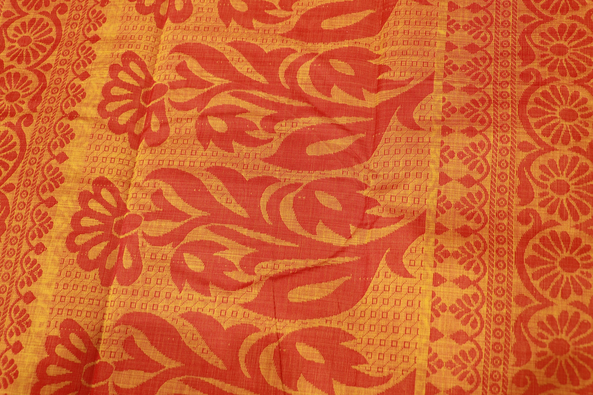 Silk Cotton Saree  Yellow With Red  Colour - Vaishali Silks