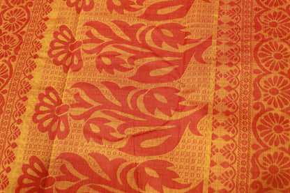 Silk Cotton Saree  Yellow With Red  Colour - Vaishali Silks