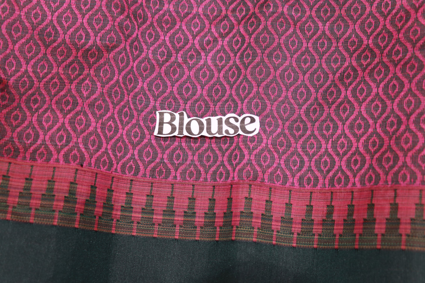Silk Cotton Saree Pink With  Bottle Green Colour - Vaishali Silks
