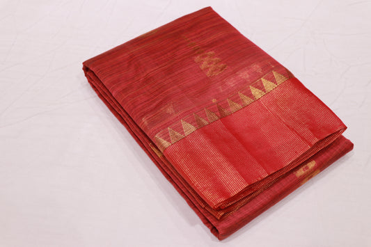 Silk  Cotton  Saree  Red Colour - Vaishali Silks