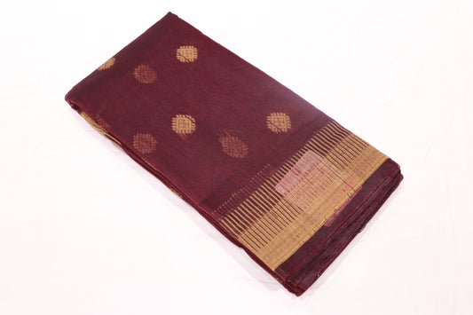 Silk Cotton Saree Dark Purple colour - Vaishali Silks